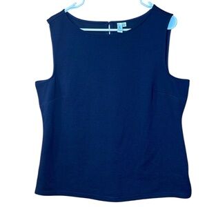 Jules & Leopold Dressy Women’s XL Tank Top Navy Back Keyhole Closure Size Slits